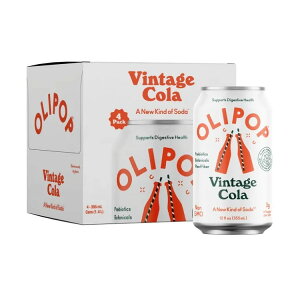 �I���|�b�v �v���o�C�I�e�B�N�X�\�[�_ ���B���e�[�W�R�[�� 355ml 4�{ �p���g���[�p�b�N OLIPOP Prebiotic Soda, Vintage Cola, 12 fl oz, 4 Pack, Pantry Packs �y�����񂹏��i�z�y���킹�Ĕ��������z