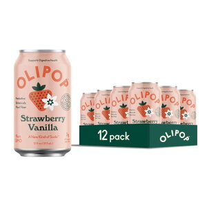 �I���|�b�v �v���o�C�I�e�B�N�X�\�[�_ �X�g���x���[�o�j�� 355ml 12�{ OLIPOP Prebiotic Soda, Strawberry Vanilla, 12 fl oz, 12 Pack, �y�����񂹏��i�z�y���킹�Ĕ��������z