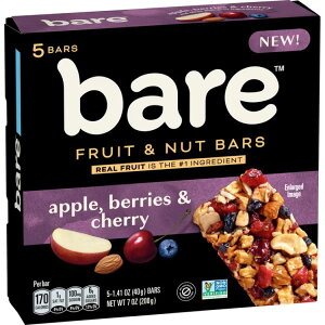 �x�A �t���[�c���i�b�c�o�[ �A�b�v�� �x���[���`�F���[ 40g 5�{���� Bare Fruit & Nut Bars, Apple, Berries & Cherry, 1.41 oz, 5 Count �y�����񂹏��i�z