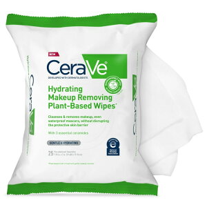 �Z�����B �n�C�h���[�e�B���O ���C�N���Ƃ� �A���R�� 25������ CeraVe Hydrating Makeup Removing Plant-Based Wipes, 25 Count �y�����񂹏��i�z�y���킹�Ĕ��������z