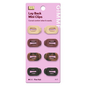�M�~�[ �r���[�e�B�[ �~�j �t���b�g �N���[�N���b�v �t�@�C���w�A�p 8�� Gimme Beauty Mini Lay Flat Claw Clips for Fine Hair, Assorted Colors, 8 Count �y�����񂹏��i�z