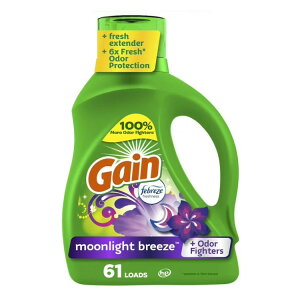 �Q�C�� �t�̐����� �I�h�[���t�@�C�^�[ ���[�����C�g�u���[�Y�̍��� 2.60L 61�� Gain Laundry Detergent Liquid with Odor Fighters, Moonlight Breeze, 88 fl oz, 61 Loads �y�����񂹏��i�z
