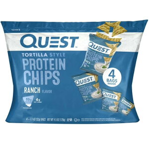 �N�G�X�g �g���e�B�[���X�^�C�� �v���e�C���`�b�v�X �����`���� 4�ܓ� Quest Tortilla Style Protein Chips, Ranch, Baked, Gluten Free, 4 Count �y�����񂹏��i�z