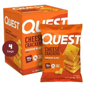 �y�|�C���gUP��1��-11��2���z�N�G�X�g �`�[�Y�N���b�J�[ �`�F�_�[�u���X�g���� 4�ܓ� Quest Cheese Crackers, Cheddar Blast flavor, 10g of Protein, Made with Real Cheese, 4 Count �y�����񂹏��i�z