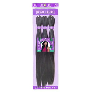 �_�[���� �v���X�g���b�` �X���C�u�u���C�h �҂ݍ��ݗp�w�A 3�p�b�N ��132cm #1 Darling Pre-Stretched Thrive Braid Hair 3X Pack, Adult, 52 inch, #1, Female �y�����񂹏��i�z