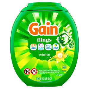 �Q�C�� �t�����O�X �����܃p�b�N 4in1 �I�L�V�u�[�X�g���t�@�u���[�Y �I���W�i���̍��� 102�� Gain Flings Laundry Detergent Pacs, 4-in-1 Oxi Boost and Febreze, Original, 102 Ct �y�����񂹏��i�z