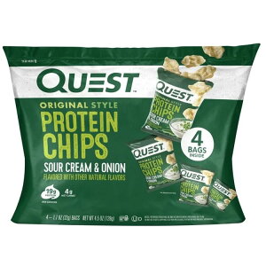 �N�G�X�g �v���e�C���`�b�v�X �T���[�N���[�����I�j�I�� 31g×4�� Quest Original Style Protein Chips, Sour Cream & Onion Flavor, 1.1 oz Bags, 4 Count �y�����񂹏��i�z