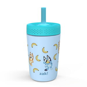�U�b�N�f�U�C���Y �u���[�C�[ �L�b�Y �X�g���[�^���u���[ ��355mL �X�e�����X�X�`�[�� �^��f�M �L���P�C�h�^���u���[ �R��h�~�o���u�t���V���R���X�g���[ Zak Designs 12oz Bluey Kids Straw Tumbler, S