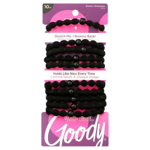 �O�b�f�B �I�b�`���X �t�H�[�G�o�[ �w�A�S�� 10�{ �u���b�N Goody Ouchless Damage-Free Forever Hair Elastics, Ponytail Holder, Black, 10 Ct �y�����񂹏��i�z
