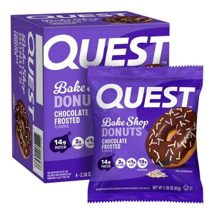 �N�G�X�g �x�C�N�V���b�v �`���R���[�g�t���X�e�b�h�h�[�i�c 4�� Quest Bake Shop, Chocolate Frosted Donut, Protein Snack, Low Sugar, 4 Count �y�����񂹏��i�z