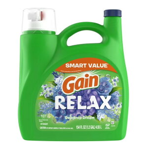 �Q�C�� �t�̐����� �f���[�h���b�v�h���[���̍��� 4.55L 107�� HE�Ή� Gain Liquid Laundry Detergent, Dewdrop Dream, 154 fl oz, 107 Loads, HE �y�����񂹏��i�z