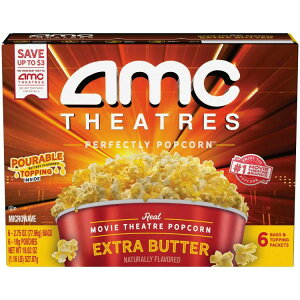 AMC�V�A�^�[�Y �d�q�����W�p�|�b�v�R�[�� �G�N�X�g���o�^�[ 6���� AMC Theatres Microwave Popcorn 6ct, Extra Butter �y�����񂹏��i�z�y���킹�Ĕ��������z