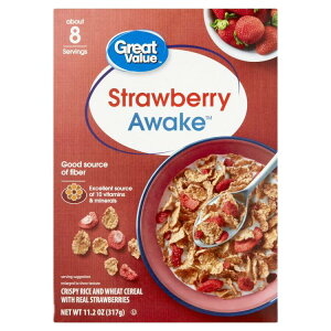 �O���[�g�o�����[ �X�g���x���[�A�E�F�C�N ���H�V���A�� 318g Great Value Strawberry Awake Breakfast Cereal, 11.2 oz �y�����񂹏��i�z