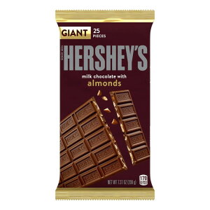 �n�[�V�[�Y �~���N�`���R���[�g �A�[�����h���� �W���C�A���g�L�����f�B �o�[ 208g Hershey's Milk Chocolate with Almonds Giant Candy, Bar 7.37 oz, 25 Pieces �y�����񂹏��i�z