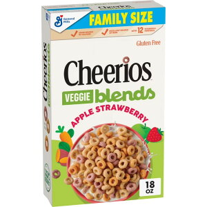 �`�F���I�X �x�W�u�����h �V���A�� �A�b�v���X�g���x���[ 510g Cheerios Veggie Blends Breakfast Cereal, Apple Strawberry, Family Size, 18 oz �y�����񂹏��i�z