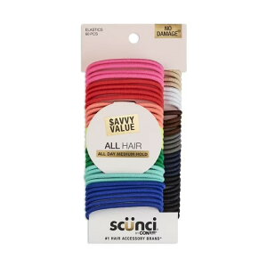 �X�N���`�o�C�R���G�A�[ �|�j�[�e�[���w�A�S�� �}���`�J���[ 60�� Scunci Value Pack Ponytail Hair Ties, Multicolor, 60 Count �y�����񂹏��i�z