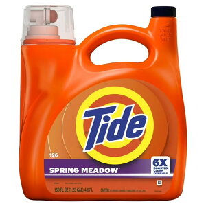�^�C�h �t�̐����� 6�{�u�[�X�g���� �X�v�����O���h�E�̍��� 4.67L 126�� Tide Laundry Detergent Liquid, Spring Meadow, 158 fl oz, 126 Loads �y�����񂹏��i�z