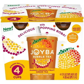 ジョイバ マンゴーパッションフルーツグリーンティー バブルティー 355ml 4本 Joyba Mango Passionfruit Green Tea Bubble Tea, 12 fl oz Pack of 4 【お取り寄せ商品】
