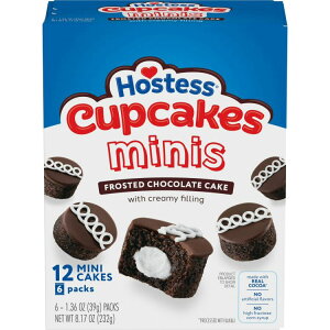 �z�X�e�X �J�b�v�P�[�L �~�j �`���R���[�g�X�i�b�N�P�[�L 6���� Hostess Cupcakes Minis, Chocolate Snack Cakes, 8.17 oz Box (6 Count) �y�����񂹏��i�z