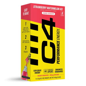 C4 �p�t�H�[�}���X�G�i�W�[�p�E�_�[�~�b�N�X �X�g���x���[�E�H�[�^�[������ 8�{ C4 Performance Energy Powder Mix Strawberry Watermelon Ice, 8 Pack �y�����񂹏��i�z