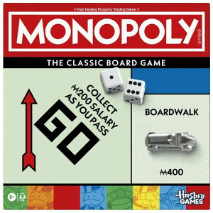 ���m�|���[ �N���V�b�N �{�[�h�Q�[�� ���[�g���C�t�� ��^�g�[�N���d�l 8�Έȏ� Monopoly Board Game, Classic Game with Storage Tray and Larger Tokens, Family Games �y�����񂹏��i�z