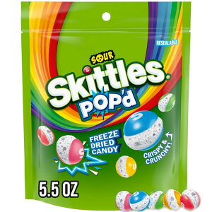 �X�L�b�g���Y �|�b�v�h �T���[ �t���[�Y�h���C �L�����f�B 156g SKITTLES POP'D Sour Freeze Dried Candy 5.5 oz Bag �y�����񂹏��i�z