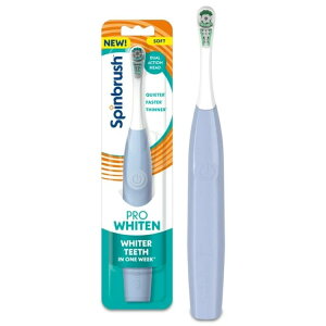 �X�s���u���V �v���z���C�g�� �d�r�� �d�����u���V ��l�p ���C�g�u���[ 1�{ Spinbrush NEW PRO WHITEN Battery Powered Electric Toothbrush for Adults,Light Blue �y�����񂹏��i�z