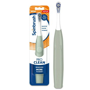 �X�s���u���V �v���N���[�� �d�����u���V ��l�p �~�f�B�A���� �Z�[�W�O���[�� �d�r�� Spinbrush Battery Powered Electric Toothbrush for Adults, Medium Bristles, Sage Green �y�����񂹏��i�z�y���킹�Ĕ�����