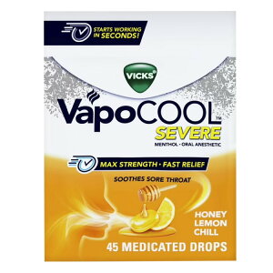 ���B�b�N�X ���F�|�N�[�� �̂ǈ� �����g�[�� �n�j�[������ 45���� Vicks VapoCool Throat Drops, Menthol, Honey Lemon, 45ct �y�����񂹏��i�z