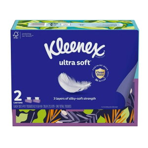 �N���l�b�N�X �E���g���\�t�g�t�F�C�V�����e�B�b�V�� 2�� 1��120������ Kleenex Ultra Soft Facial Tissues, 2 Flat Boxes, 120 Tissues per Box, 3-Ply �y�����񂹏��i�z