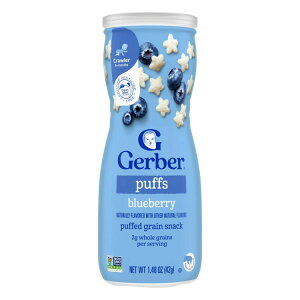 �K�[�o�[ �x�r�[�p�X�i�b�N �O���C�����O���E �p�t �u���[�x���[ 42g Gerber Snacks for Baby Grain & Grow Puffs, Blueberry, 1.48 oz �y�����񂹏��i�z