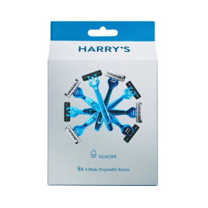 �n���[�Y �����Y 3���n �g���̂ăJ�~�\�� �O���C�V�A�u���[ 8�{���� Harry's Men's 3-Blade Disposable Razors, Glacier Blue, 8 Count �y�����񂹏��i�z