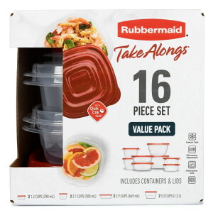 ���o�[���C�h �e�C�N�A�����O�X �H�i�ۑ��e�� 16�_�Z�b�g Rubbermaid TakeAlongs Food Storage Containers, 16 Piece Set �y�����񂹏��i�z