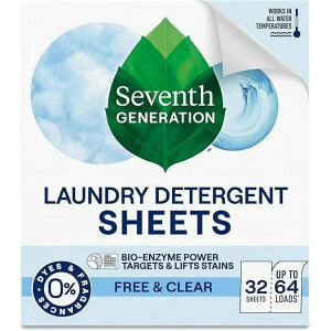 �Z�u���X�W�F�l���[�V���� �q�����p �����܃V�[�g �t���[���N���A 64�� Seventh Generation Sensitive Skin Laundry Detergent Sheets, Free & Clear, 64 Loads �y�����񂹏��i�z