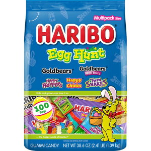[�����] �n���{�[ �G�b�O�n���g �C�[�X�^�[�O�~ 100�ܓ��� 1.09kg HARIBO Egg Hunt Gummy Candy Easter 100ct Mini Gummy Pouches 38.6oz �y�����񂹏��i�z