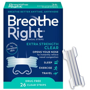 �u���[�Y���C�g �@�o�g���e�[�v �N���A�^�C�v �q�����p 26�� Breathe Right Extra Strength Nasal Strips, Clear, For Sensitive Skin, 26 Count �y�����񂹏��i�z