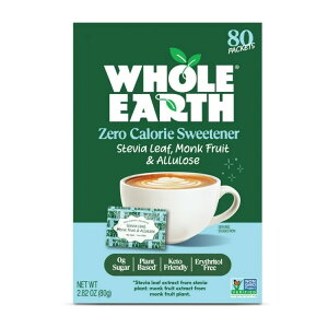 �z�[���A�[�X �[���J�����[�Ö��� �X�e�r�A �����N�t���[�c �A�����[�X�z�� 80�� Whole Earth Zero Calorie Stevia, Monk Fruit & Allulose Sweetener Packets, 80 Count �y�����񂹏��i�z