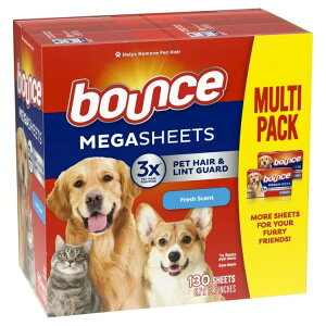 �o�E���X �y�b�g�w�A�������g�K�[�h ���K �����@�p�V�[�g �t���b�V���̍��� 130���� Bounce Pet Hair and Lint Guard Mega Dryer Sheets , Fresh Scent, 130 Count �y�����񂹏��i�z