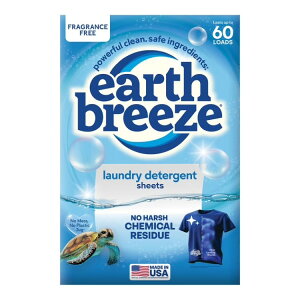 �A�[�X�u���[�Y ��h���� ������ �����܃V�[�g 60�� Earth Breeze Hypoallergenic Fragrance-Free Laundry Detergent Sheets, 60 Loads �y�����񂹏��i�z