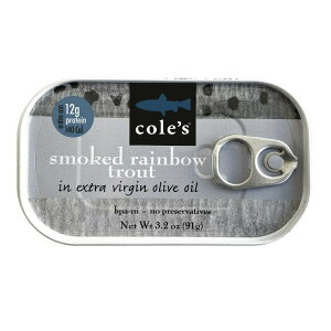 �R�[���Y �X���[�N���C���{�[�g���E�g �I���[�u�I�C���Ђ� 91g Coles Smoked Rainbow Trout in Olive Oil 3.2 oz �y�����񂹏��i�z