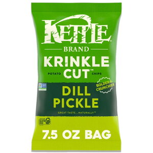 �P�g���u�����h �|�e�g�`�b�v�X �N�����N���J�b�g �f�B���s�N�� �P�g���`�b�v�X 213g Kettle Brand Potato Chips, Krinkle Cut, Dill Pickle Kettle Chips, 7.5 oz �y�����񂹏��i�z