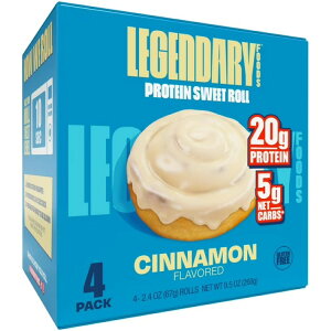 ���W�F���_���[�t�[�Y �v���e�C���X�C�[�g���[�� �V�i���� 4�� Legendary Foods Protein Sweet Roll - Cinnamon 4 Pk �y�����񂹏��i�z
