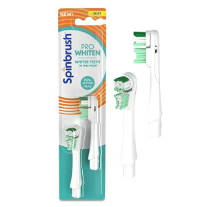 �X�s���u���V �v���z���C�g�� �ւ��u���V �d�����u���V�p ���炩�� �ѐ� 2�{ Spinbrush NEW PRO WHITEN Replacement Heads, Electric Toothbrush Refills, 2 Count �y�����񂹏��i�z