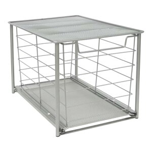 �y�E�H���}�[�g�u�����h�z���C���X�e�C�Y �X���C�h�����[���b�N ��38×25×24cm Mainstays Large Stackable Slide-Out Drawer Organizer, Satin Nickel, 15inch x 10 inch X 9 �y�����񂹏��i�z