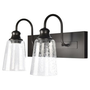 �y�E�H���}�[�g�u�����h�z�x�^�[�z�[���Y���K�[�f���Y 40cm �t�@�[���n�E�X 2�� �u�����Y �o�j�e�B���C�g ���^�� �V�[�h�K���X�V�F�[�h Better Homes & Gardens 16inch Farmhouse 2-Light Bronze Vanity Light, Met
