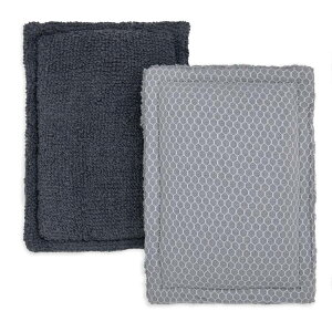 ���C���X�e�C�Y �X�|���W�X�N���o�[ 2�� �O���[ Mainstays Sponge Scrubbers, 4.5 x 5 inches, 100% Cotton Shell, 2 Count per Pack, Gray �y�����񂹏��i�z