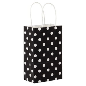 �z�[���}�[�N �X���[���M�t�g�o�b�O �u���b�N�n�z���C�g�|���J�h�b�g�� Hallmark Small Gift Bag (White Polka Dots on Black) �y�����񂹏��i�z