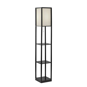 �y�E�H���}�[�g�u�����h�z���C���X�e�C�Y �V�F���t�t�t���A�����v ��157cm �u���b�N �z���C�g�V�F�[�h Mainstays 62inch Plastic Black Shelf Floor Lamp, Sustainable White Fabric Shade ,Modern �y�����񂹏��i�z