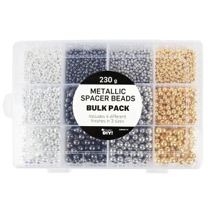 �J�Y��DIY ���^���b�N�X�y�[�T�[�r�[�Y�A�\�[�g �P�[�X�t�� 3600���� Cousin DIY 3600-Piece Metallic Spacer Bead Assortment with Case ? 4mm, 6mm & 8mm �y�����񂹏��i�z