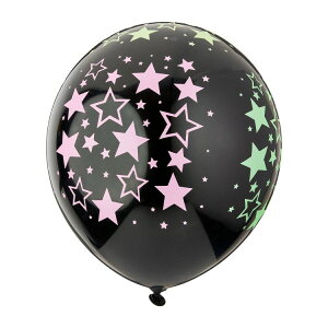 �y�E�H���}�[�g�u�����h�z�E�F�C�g�D�Z���u���[�g ���D ��30cm �u���b�N 10�� 12inch Black Neon Star Blacklight Reactive Glow Latex Balloons, 10 Count, by Way To Cele �y�����񂹏��i�z